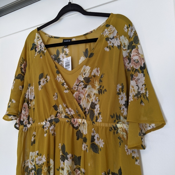 NWT Torrid Mustard Floral Dress - Picture 4 of 6